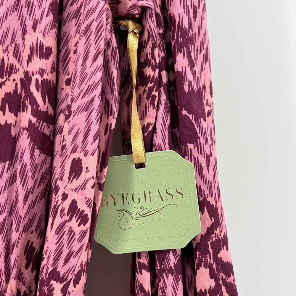 Ryegrass Purple Pink Floral Cotton Tiered Maxi Dress Long Sleeve XL NWT Boho - Picture 8 of 13
